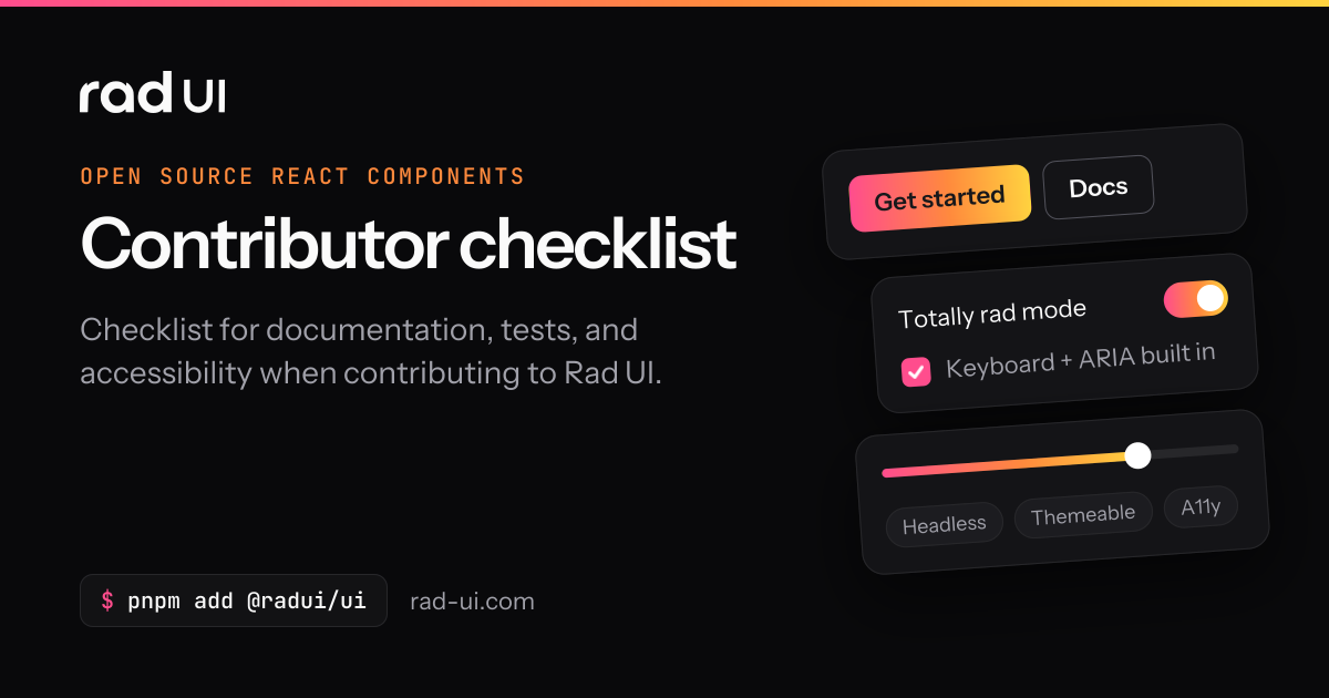 Contributor checklist | Rad UI | Rad UI