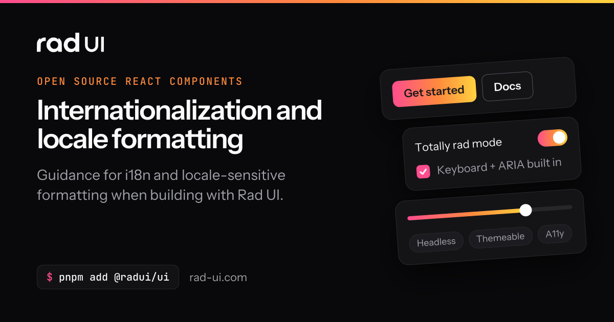 Internationalization and locale formatting | Rad UI | Rad UI